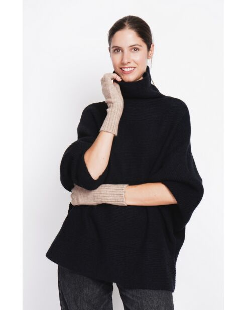 Pull poncho col roulé noir