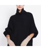 Pull poncho col roulé noir