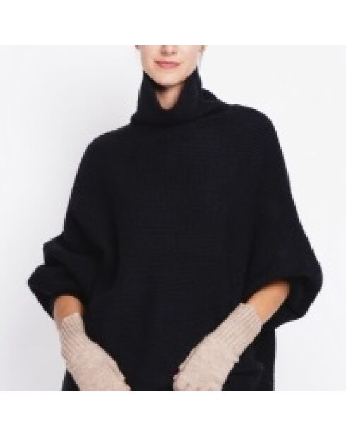 Pull poncho col roulé noir