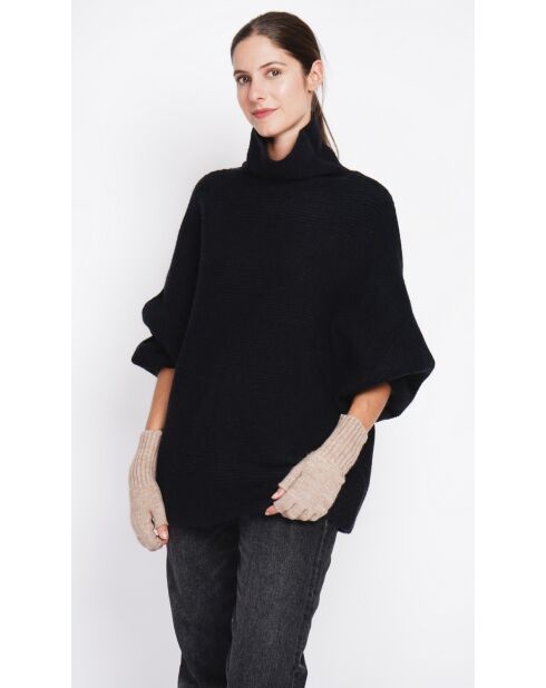 Pull poncho col roulé noir