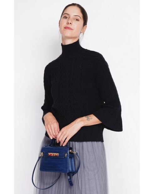 Pull col montant torsadé noir