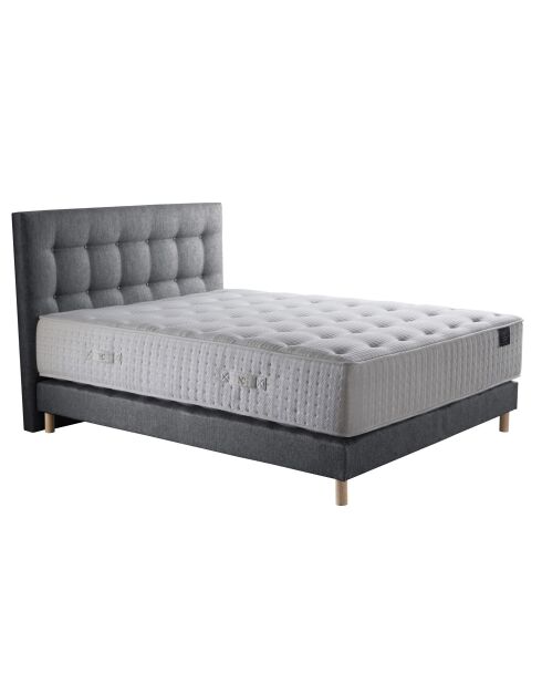 Set materasso a molle insacchettate Hélios + rete letto + testiera imbottita grigio chiaro antracite