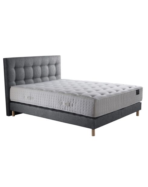 Ensemble Hécate 2 Matelas ressorts ensachés + Sommier + Tête de lit capitonnée gris