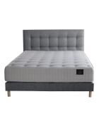 Ensemble Hécate 2 Matelas ressorts ensachés + Sommier + Tête de lit capitonnée gris