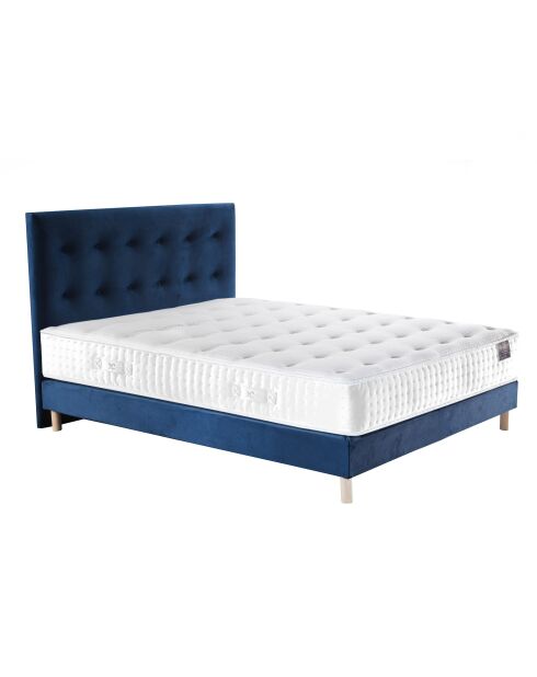 Materasso a molle insacchettate Comet Set + rete letto + testiera imbottita blu