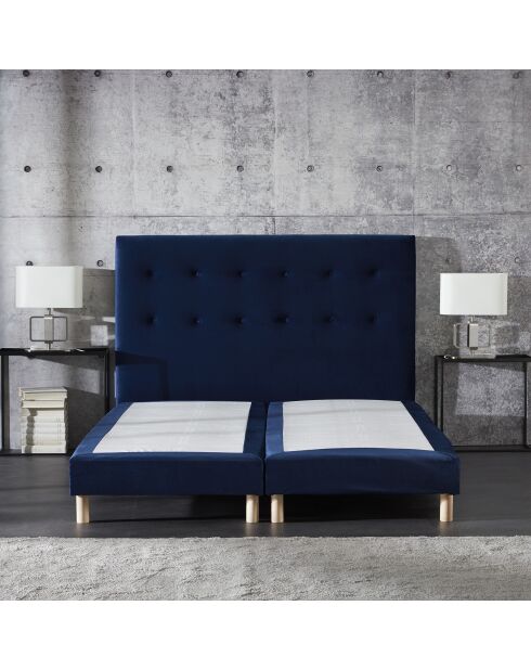 Set Timeless di 2 molle scatolate + testiera imbottita blu