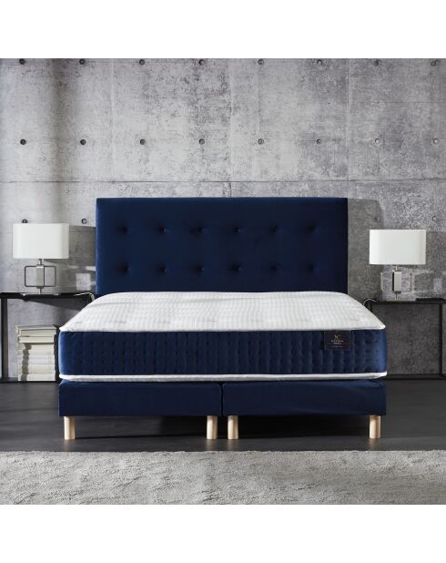 Set Timeless di 2 molle scatolate + testiera imbottita blu