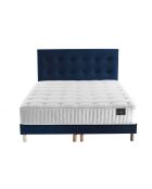 Ensemble Comète Matelas ressorts ensachés + 2 Sommiers + Tête de lit capitonnée bleu