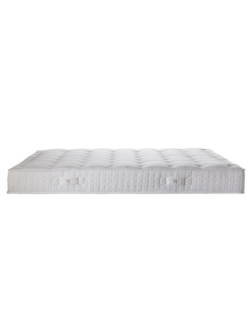 Ensemble Comète Matelas ressorts ensachés + 2 Sommiers + Tête de lit capitonnée bleu