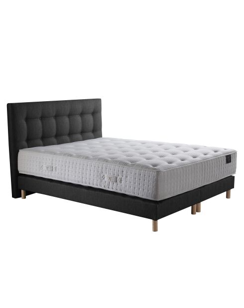 Set Seléné di 2 materassi a molle insacchettate + 2 molle scatolate + testiera imbottita antracite