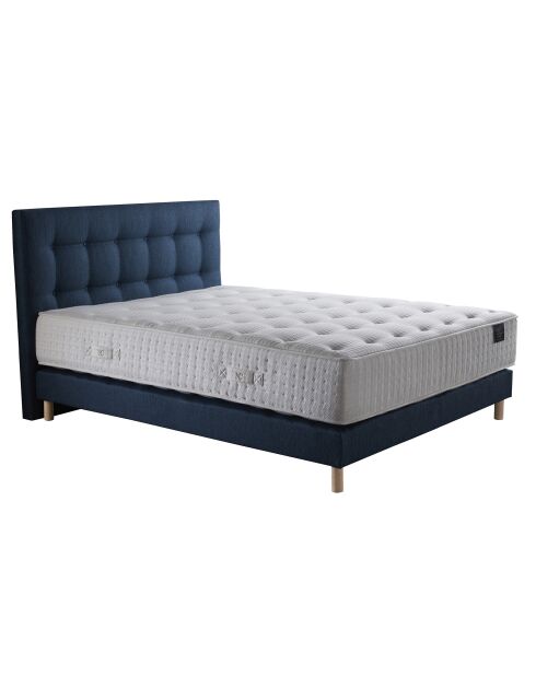 Ensemble Hécate 2 Matelas ressorts ensachés + Sommier + Tête de lit capitonnée bleu