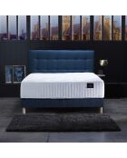 Callisto Set materasso in schiuma ad alta resilienza + base letto + testiera imbottita blu