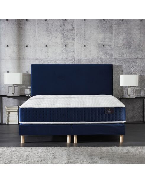 2 Sommiers tapissier en Velours Intemporel bleu