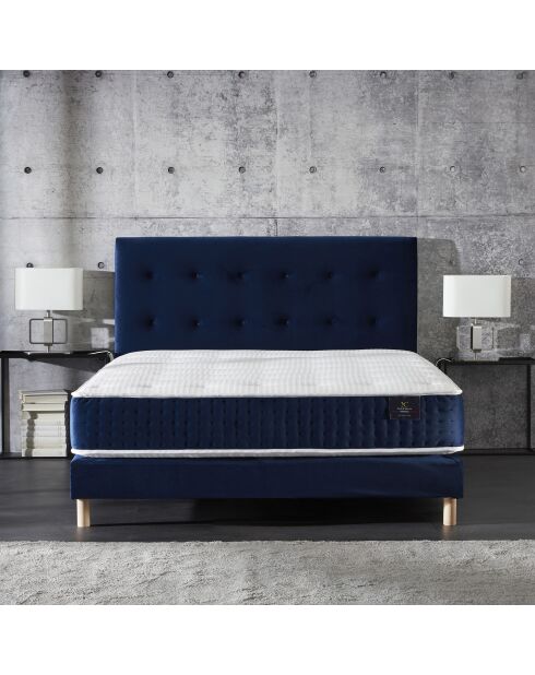 Timeless Set Box Spring + Testiera imbottita blu