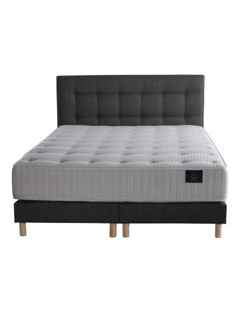 Set Seléné di 2 materassi a molle insacchettate + 2 molle scatolate + testiera imbottita antracite