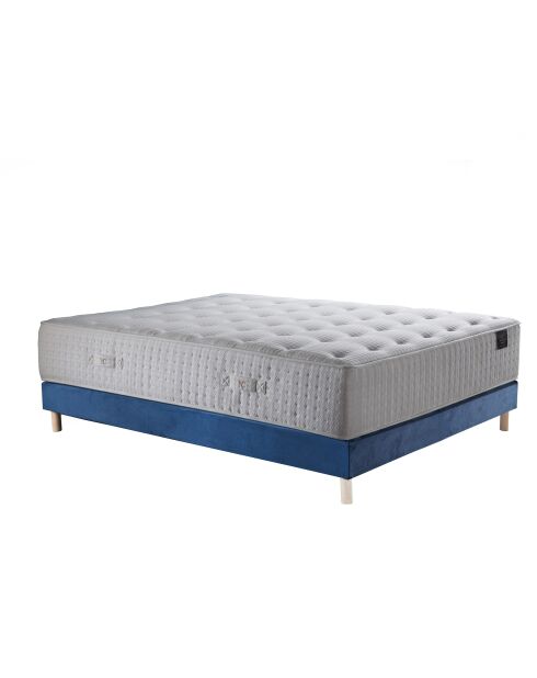 Set Helios: materasso a molle insacchettate + base in velluto blu