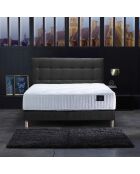 Ensemble Hécate 2 Matelas ressorts ensachés + Sommier + Tête de lit capitonnée anthracite