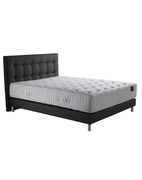 Ensemble Hécate 2 Matelas ressorts ensachés + Sommier + Tête de lit capitonnée anthracite