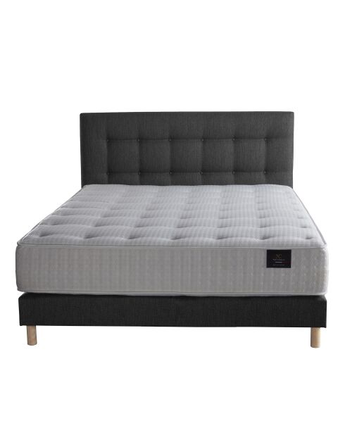 Ensemble Hécate 2 Matelas ressorts ensachés + Sommier + Tête de lit capitonnée anthracite