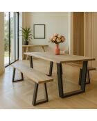 Banc En Bois Acacia Naturel Et Pieds Métal Noir 180X30X41Cm Hera