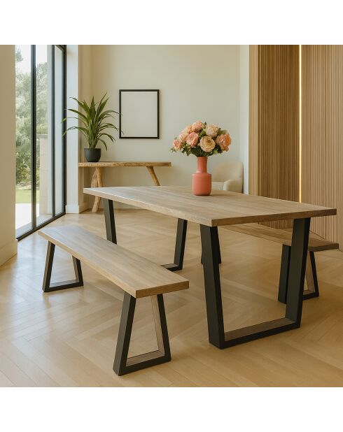 Banc En Bois Acacia Naturel Et Pieds Métal Noir 180X30X41Cm Hera