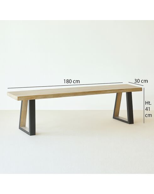 Banc En Bois Acacia Naturel Et Pieds Métal Noir 180X30X41Cm Hera