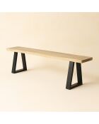 Banc En Bois Acacia Naturel Et Pieds Métal Noir 180X30X41Cm Hera