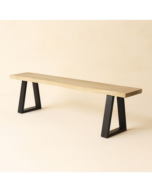 Banc En Bois Acacia Naturel Et Pieds Métal Noir 180X30X41Cm Hera