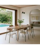 Ensembre Table Effet Bois Couleur Noyer + 6 Chaises Tissu Écru Callao