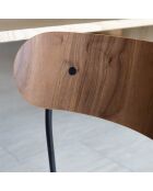 Ensembre Table Effet Bois Couleur Noyer + 6 Chaises Tissu Écru Callao