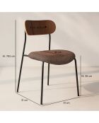 Ensemble Table 200C Effet Bois Couleur Noyer + 6 Chaises Tissu Chataigne Callao