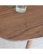 Ensemble Table 200C Effet Bois Couleur Noyer + 6 Chaises Tissu Chataigne Callao