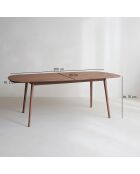 Ensemble Table 200C Effet Bois Couleur Noyer + 6 Chaises Tissu Chataigne Callao