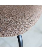 Ensemble Table 200C Effet Bois Couleur Noyer + 6 Chaises Tissu Chataigne Callao