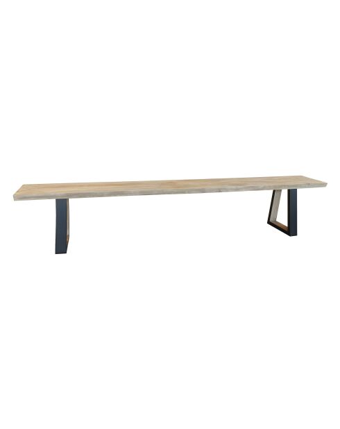 Banc En Bois De Pin Et  Acacia Pieds Métal Noir 220X30X41Cm Hera