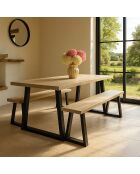 Banc En Bois De Pin Et  Acacia Pieds Métal Noir 220X30X41Cm Hera