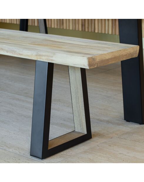 Banc En Bois De Pin Et  Acacia Pieds Métal Noir 220X30X41Cm Hera