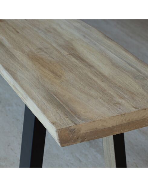 Banc En Bois De Pin Et  Acacia Pieds Métal Noir 220X30X41Cm Hera
