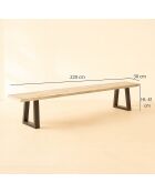 Banc En Bois De Pin Et  Acacia Pieds Métal Noir 220X30X41Cm Hera