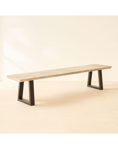 Banc En Bois De Pin Et  Acacia Pieds Métal Noir 220X30X41Cm Hera