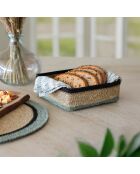 Panier Carré  20X20Cm En Jonc De Mer Naturel Et Vert Dune