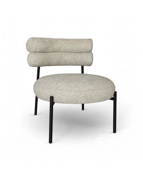 Fauteuil Lounge En Tweed Beige Et Métal Noir 62X75.5X68Cm Gina