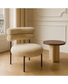 Fauteuil Lounge En Tweed Beige Et Métal Noir 62X75.5X68Cm Gina