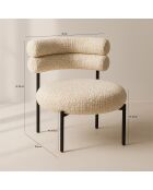 Fauteuil Lounge En Tweed Beige Et Métal Noir 62X75.5X68Cm Gina