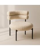 Fauteuil Lounge En Tweed Beige Et Métal Noir 62X75.5X68Cm Gina