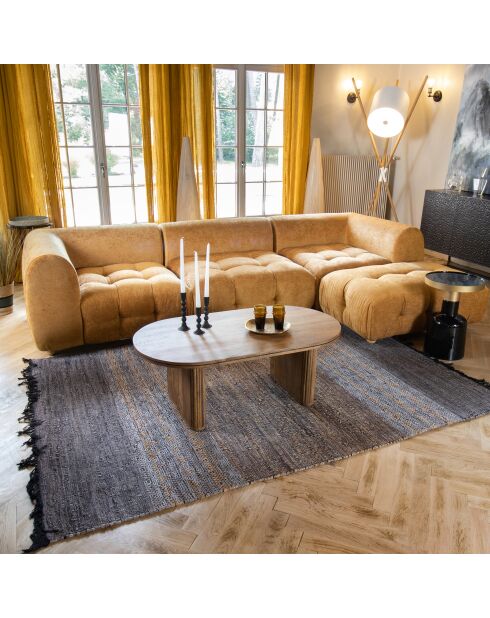 Canapé d'angle 4 Modules Ocre Orangé Velours Pané 300X165X67Cm Twiggy