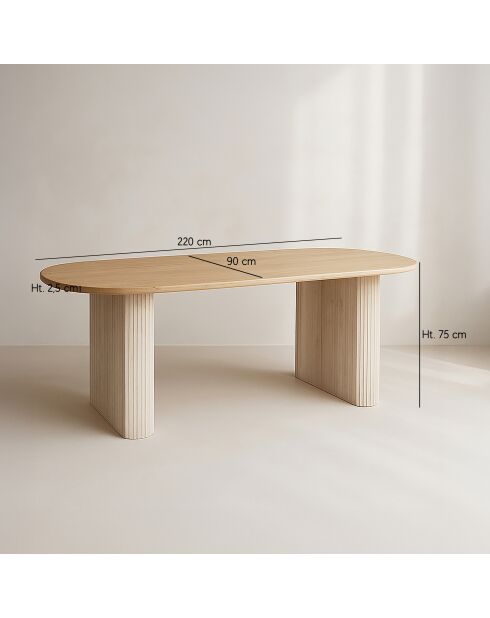 Quito Ovaler Tisch 220 x 90 x 75 cm, natürlicher Holzeffekt, 220 x 90 x 75 cm