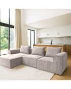 Canapé D'Angle Compressé En Velours Côtelé Taupe 270X170X58Cm Cocoon