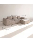 Canapé D'Angle Compressé En Velours Côtelé Taupe 270X170X58Cm Cocoon