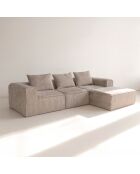 Canapé D'Angle Compressé En Velours Côtelé Taupe 270X170X58Cm Cocoon